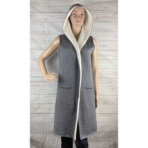 NWT Oliver by Escio Boutique Hooded Duster Small Gray White Jersey Sleeveless